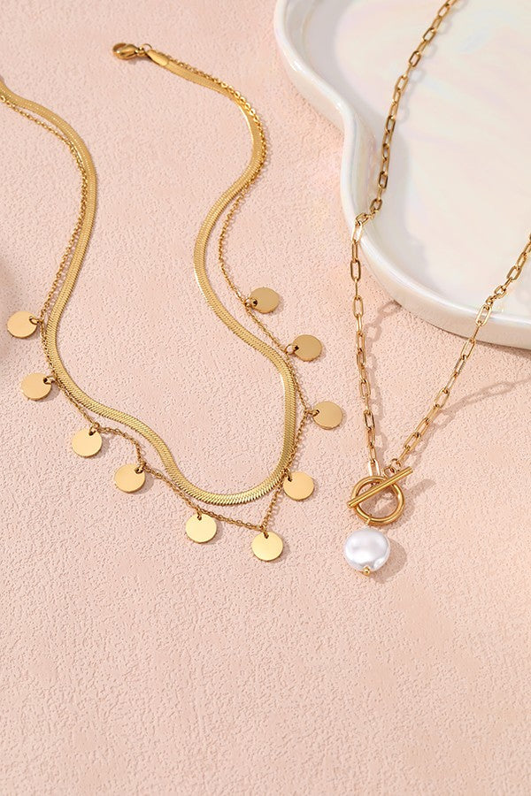 TITANIUM STEEL NON-TARNISH MULTI LAYERED NECKLACE | 40NK374