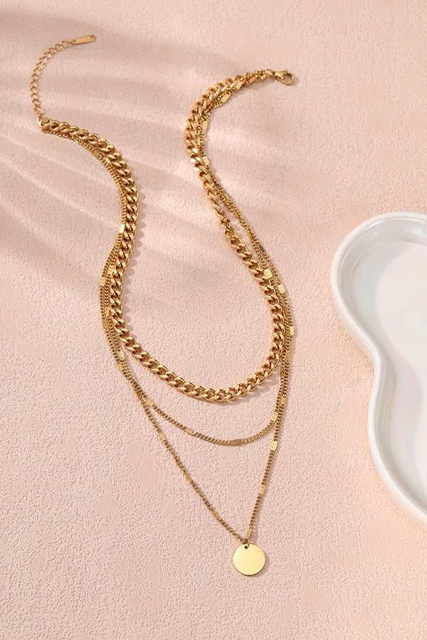 TITANIUM STEEL NON-TARNISH LAYERED CHAIN NECKLACE | 40NK375