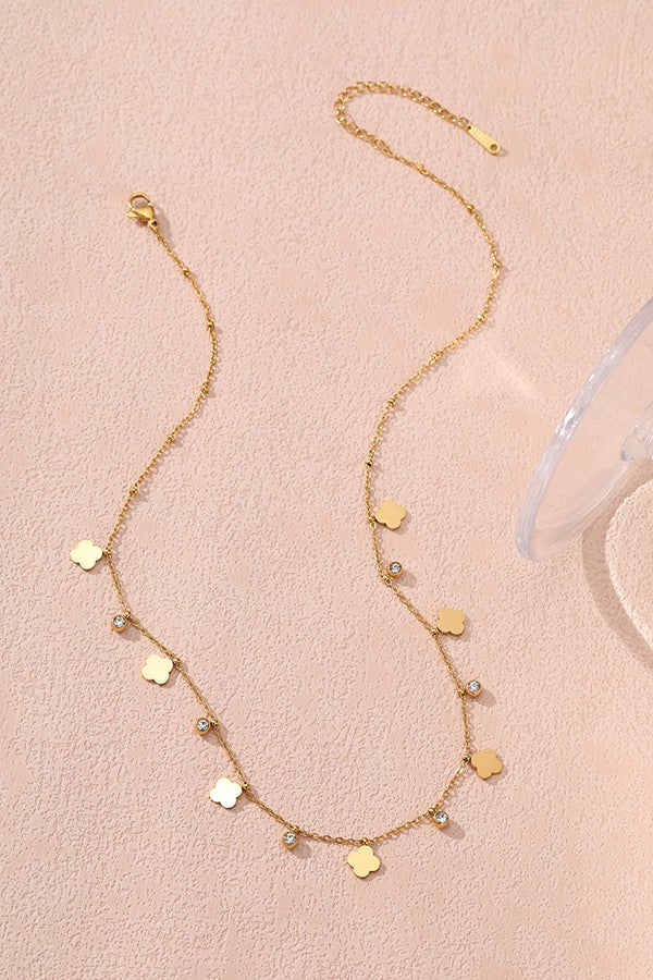 TITANIUM STEEL NON-TARNISH MINI CLOVER NECKLACE | 40NK376