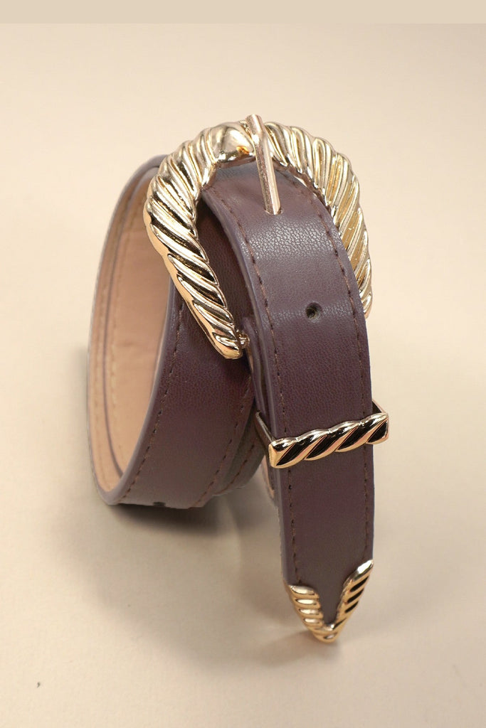 CLASSIC WESTERN CARVED BUCKLE FAUX LEATHER BELT | 40BT647
