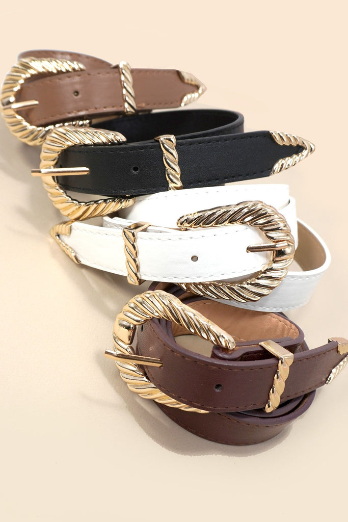 CLASSIC WESTERN CARVED BUCKLE FAUX LEATHER BELT | 40BT647