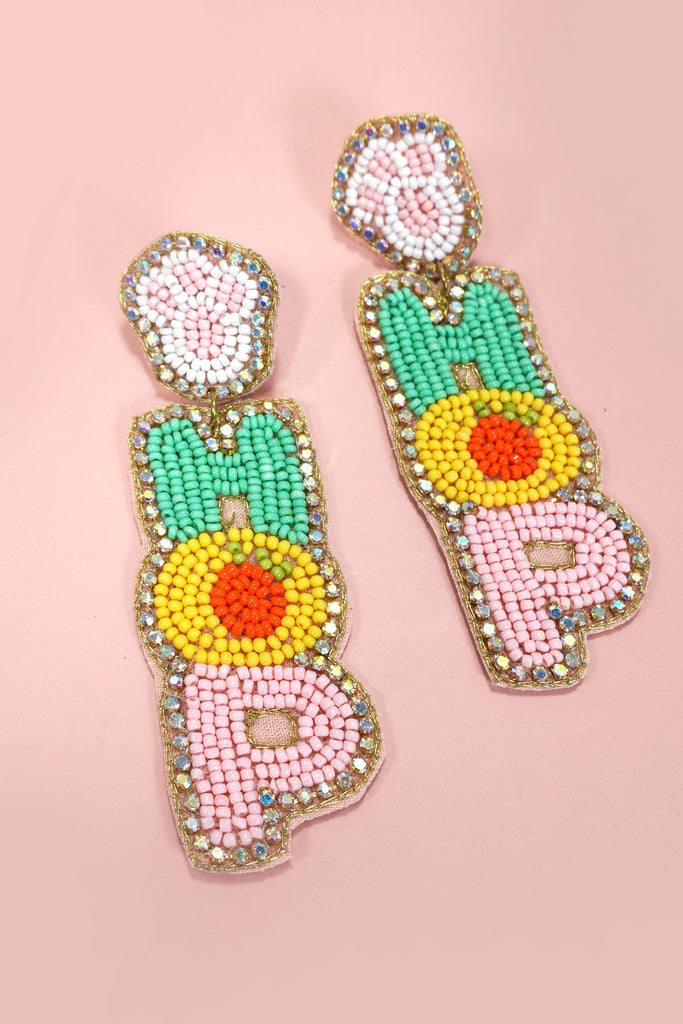 EASTER HOP HOP SEED BEADED DROP EARRINGS | 91E5385
