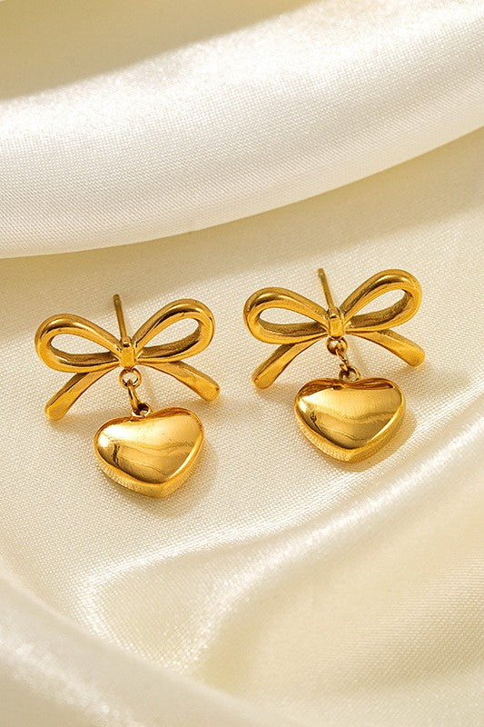 18K STAINLESS STEEL TARNISH FREE HEART EARRINGS | 40E339