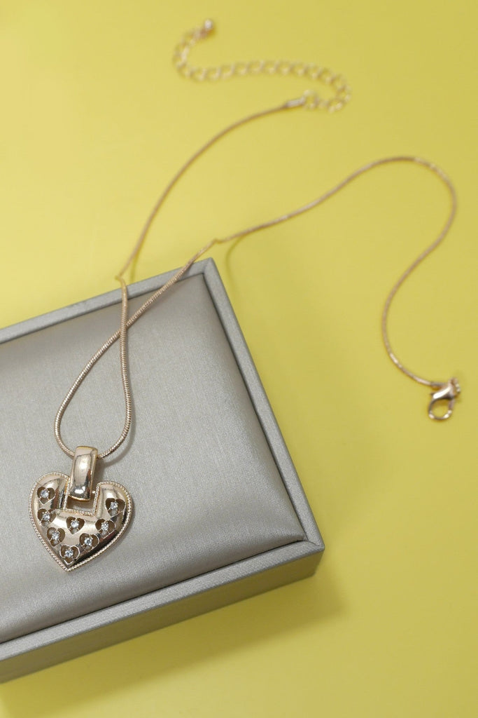 BOLD RHINESTONE HEART PENDANT NECKLACE | 80N1227