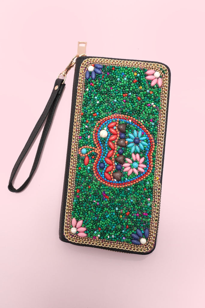 BOHO SEED BEAD WALLET CARD HOLDER | 40P574
