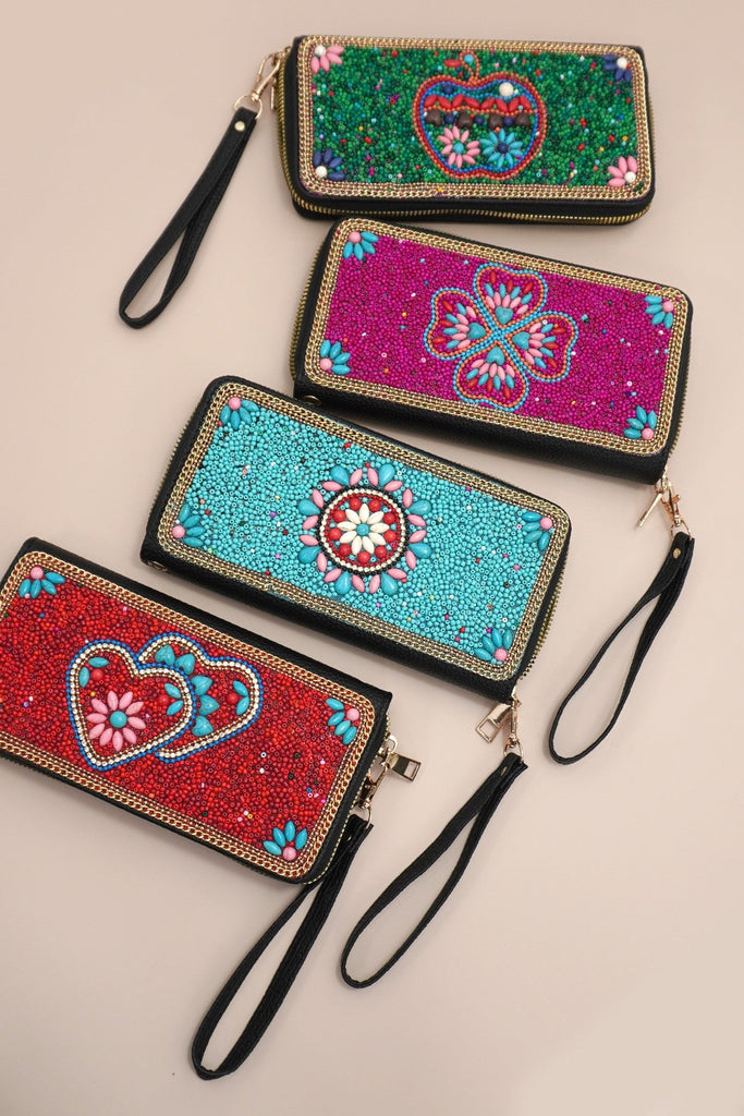 BOHO SEED BEAD WALLET CARD HOLDER | 40P574