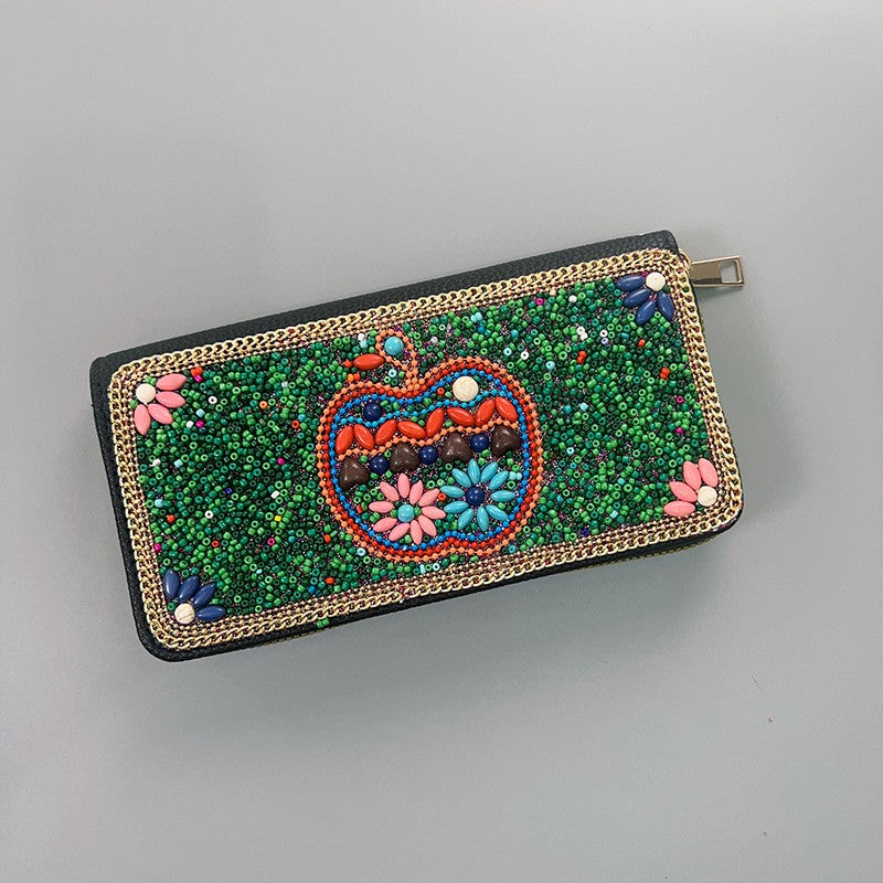 BOHO SEED BEAD WALLET CARD HOLDER | 40P574