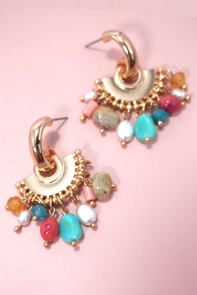 MULTI COLORED BEADED TITANIUM POST EARRINGS | 80E5802