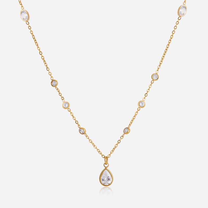 18K STAINLESS STEEL CRYSTAL PENDANT NECKLACE | 40NK9729