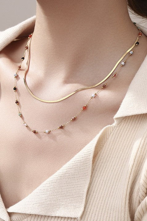 TITANIUM STEEL NON-TARNISH LAYERED CHAIN NECKLACE | 40NK404