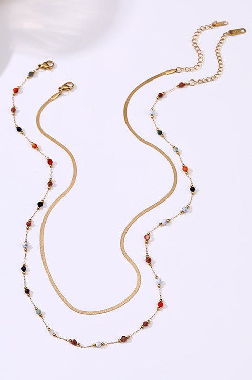 TITANIUM STEEL NON-TARNISH LAYERED CHAIN NECKLACE | 40NK404