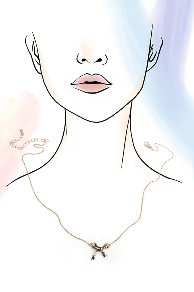 DELICATE CLASSIC GOLD BOW NECKLACE | 80N1292