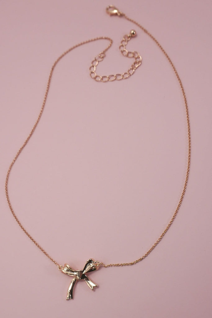 DELICATE CLASSIC GOLD BOW NECKLACE | 80N1292