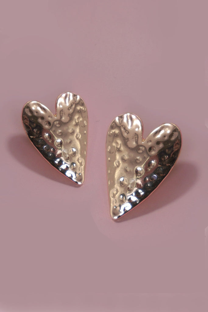 HAMMERED HEART TITANIUM POST EARRINGS | 80E5961