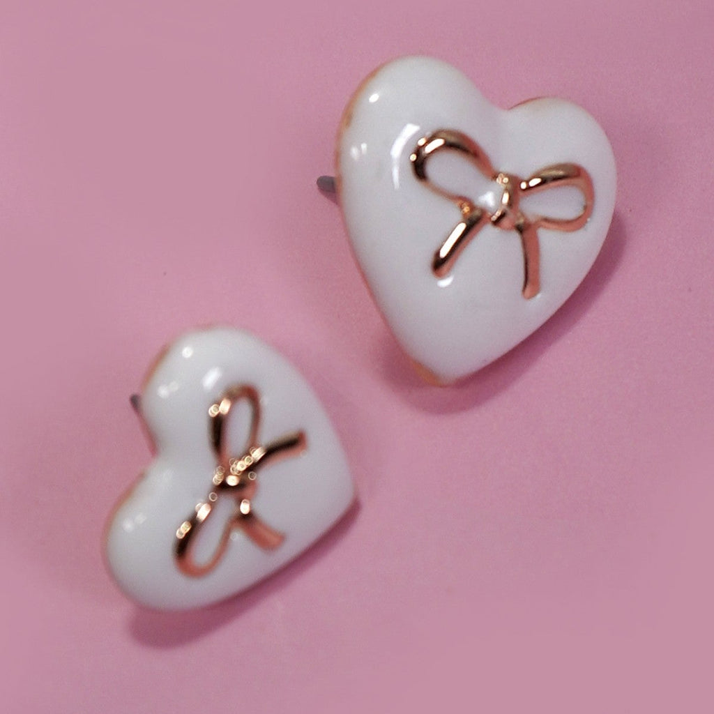 HEART BOW EPOXY STUD EARRINGS | 80E6125
