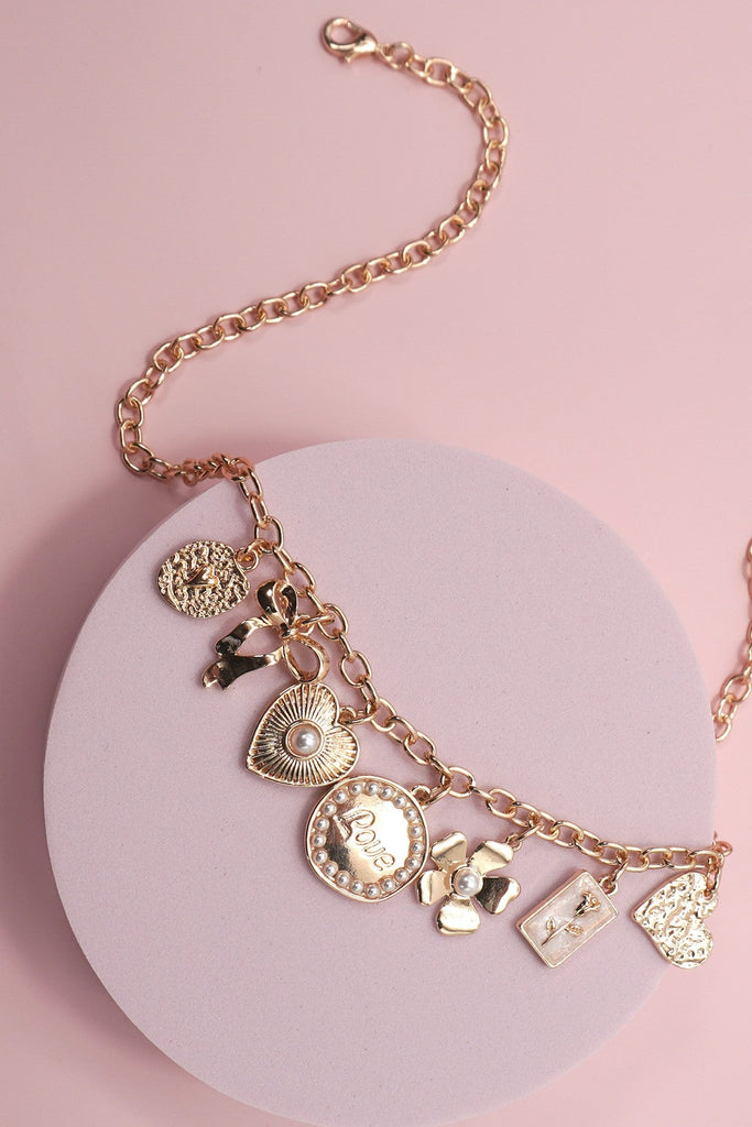 CHARM NECKLACE-BOW LOVE FLOWER HEART | 80N1346