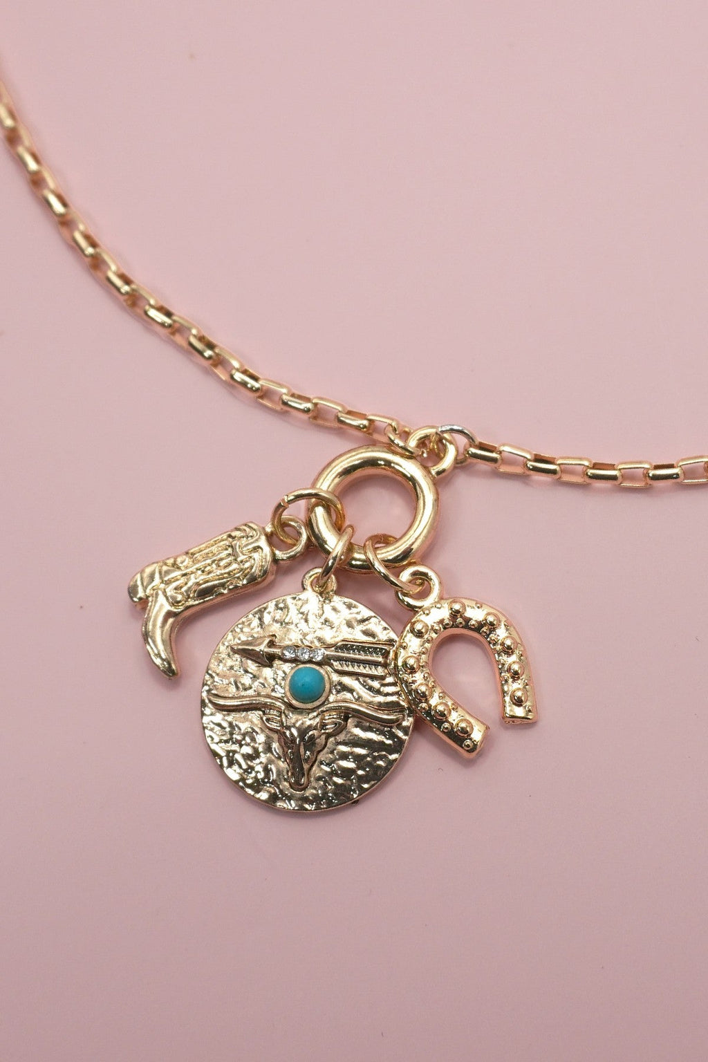 CLUSTER CHARM NECKLACE-WESTERN BOOT HORSESHOE | 80N91365