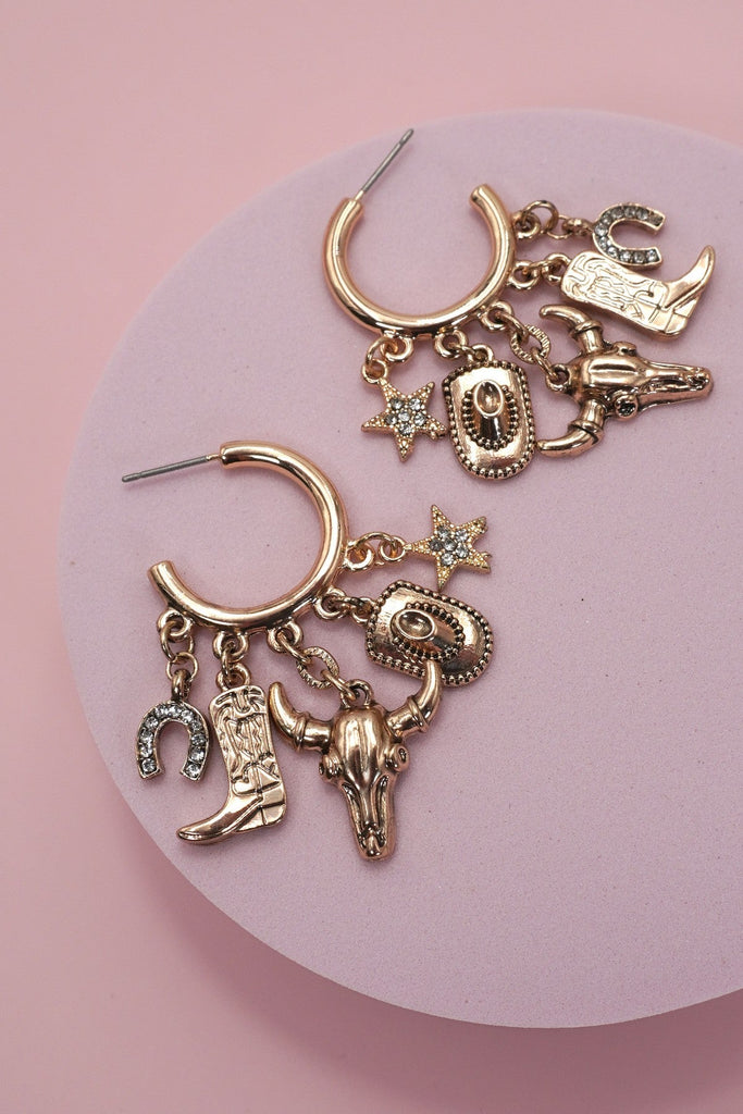 CHARM EARRING-WESTERN BOOT STAR COWBOY HAT | 80E06141