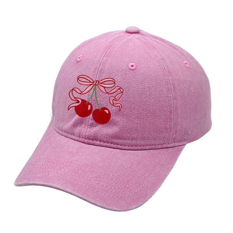 EMBROIDERY BOW CHERRY BASEBALL CAP HAT | 40HW728