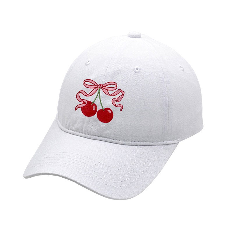 EMBROIDERY BOW CHERRY BASEBALL CAP HAT | 40HW728