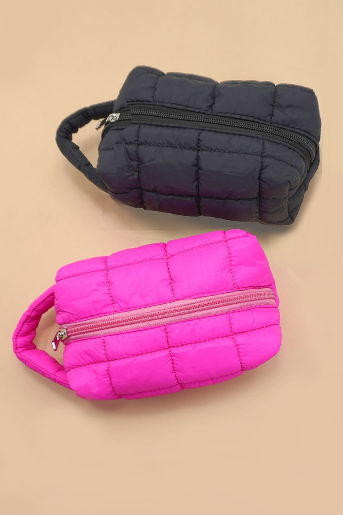 QUILTED PUFFY COSMETIC MAKEUP POUCH CLUTCH BAG | 40P548