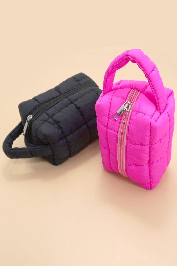 QUILTED PUFFY COSMETIC MAKEUP POUCH CLUTCH BAG | 40P548