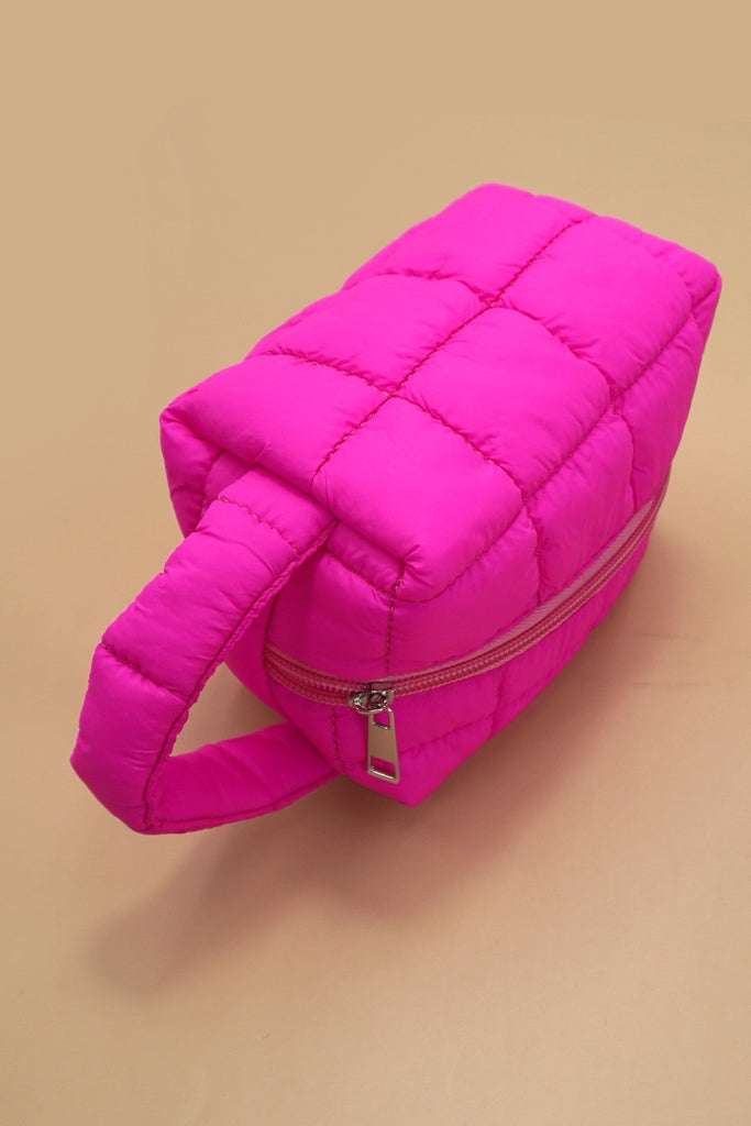 QUILTED PUFFY COSMETIC MAKEUP POUCH CLUTCH BAG | 40P548