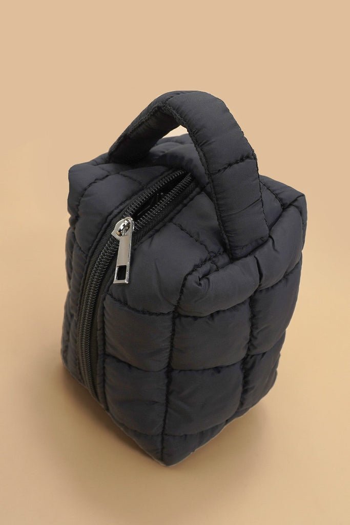 QUILTED PUFFY COSMETIC MAKEUP POUCH CLUTCH BAG | 40P548