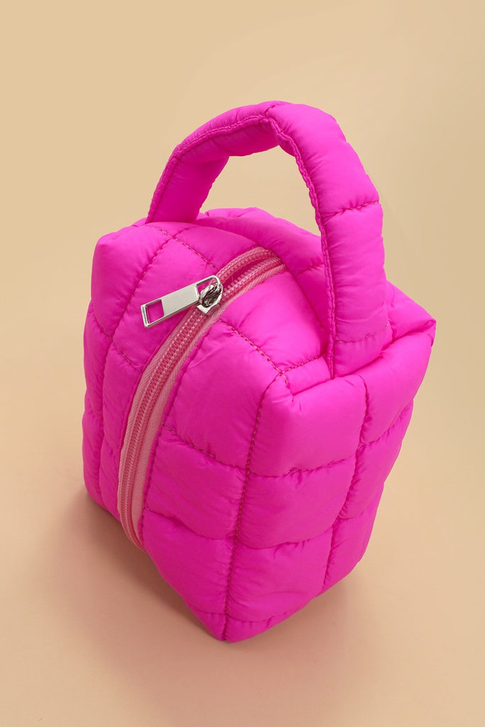 QUILTED PUFFY COSMETIC MAKEUP POUCH CLUTCH BAG | 40P548