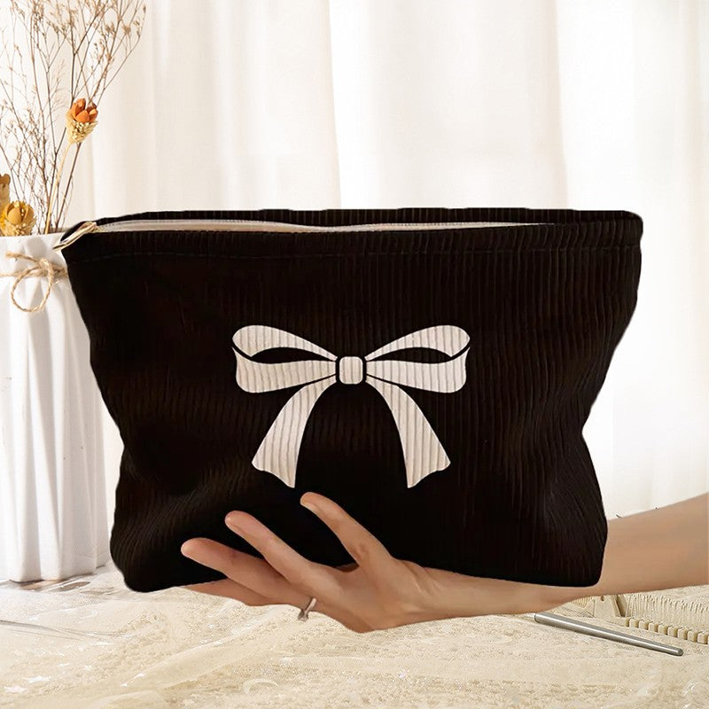 TRAVEL CHECKER BOW COSMETIC MAKEUP POUCH BAG | 40P551
