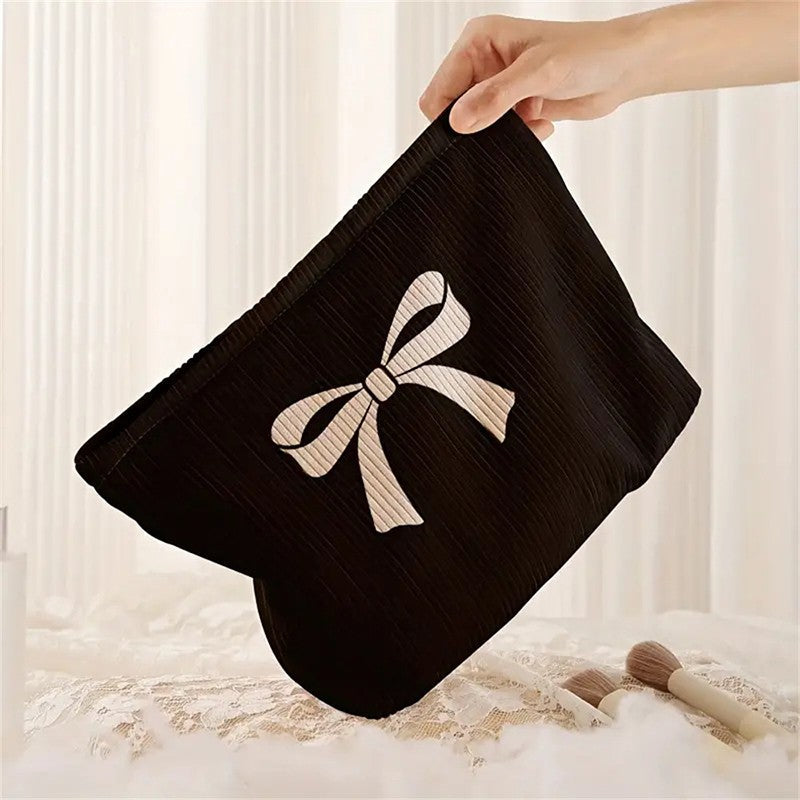 TRAVEL CHECKER BOW COSMETIC MAKEUP POUCH BAG | 40P551