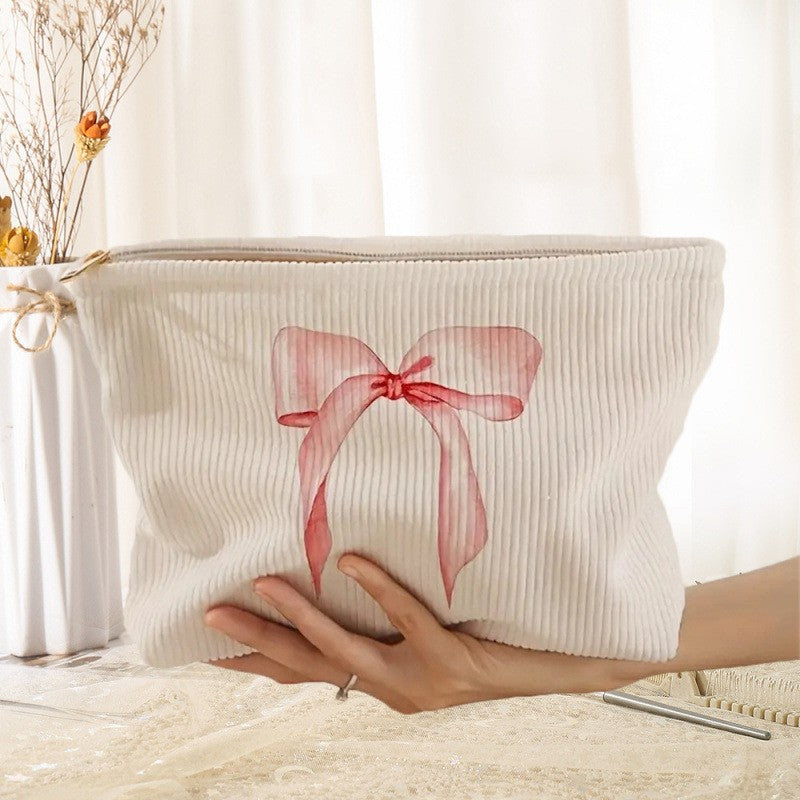 TRAVEL CHECKER BOW COSMETIC MAKEUP POUCH BAG | 40P551