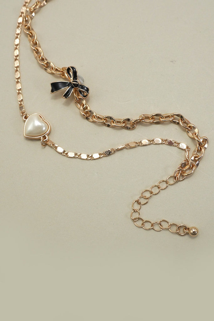 CHARM BRACELET-MULTI LAYER EPOXY BOW PEARL CHARMS | 80B1316