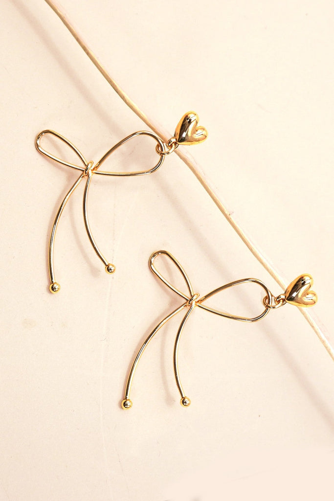 LONG WIRE DROP BOW EARRINGS | 80E06281