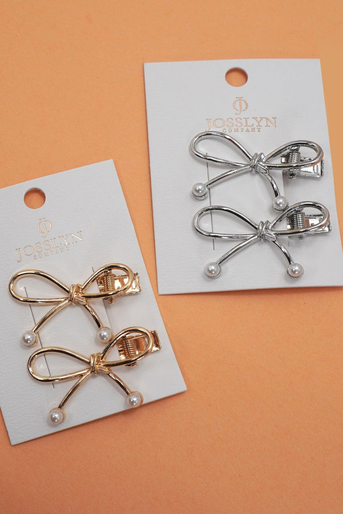 BOW WITH PEARL HAIR CLAW CLIP | 40H889