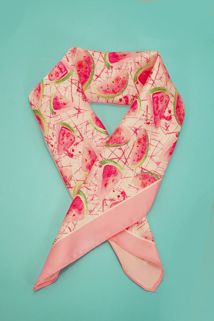 WATERMELON PRINT SILKY FEEL BANDANA SCARF | 40SC635