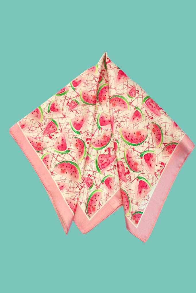 WATERMELON PRINT SILKY FEEL BANDANA SCARF | 40SC635