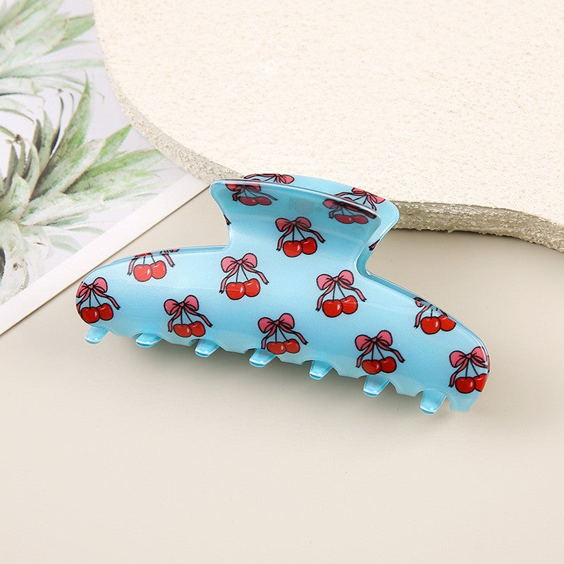 JUMBO CHERRY BOW ACRYLIC HAIR CLAW CLIPS | 40H895