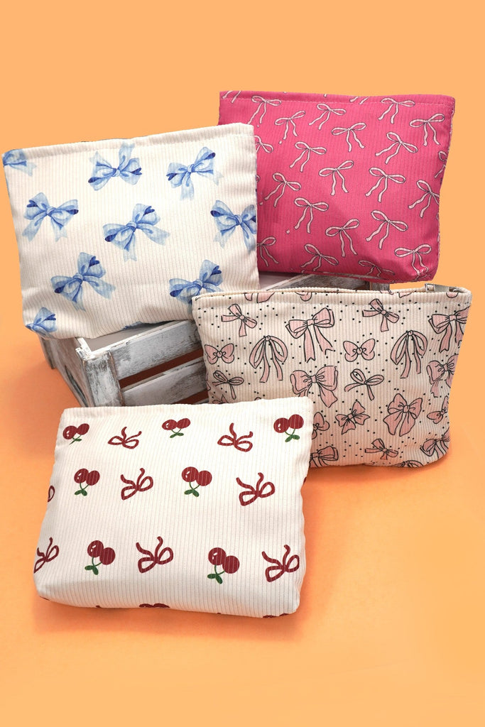 TRAVEL BOW CHERRY COSMETIC MAKEUP POUCH BAG | 40P553
