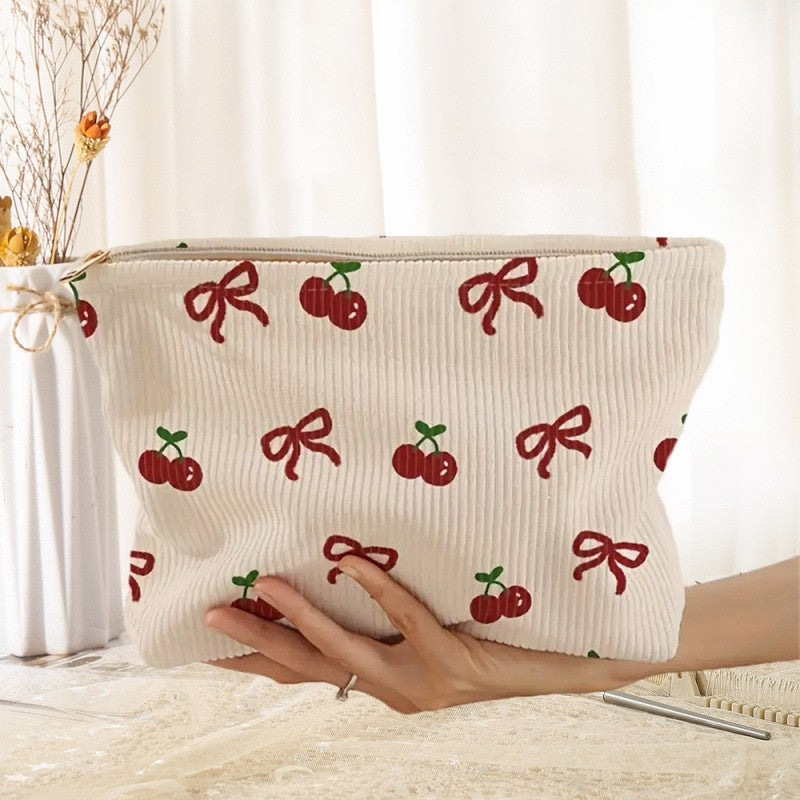 TRAVEL BOW CHERRY COSMETIC MAKEUP POUCH BAG | 40P553