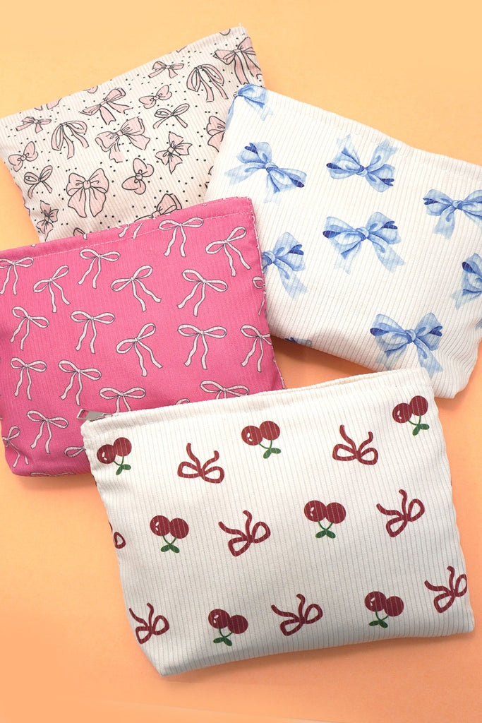 TRAVEL BOW CHERRY COSMETIC MAKEUP POUCH BAG | 40P553