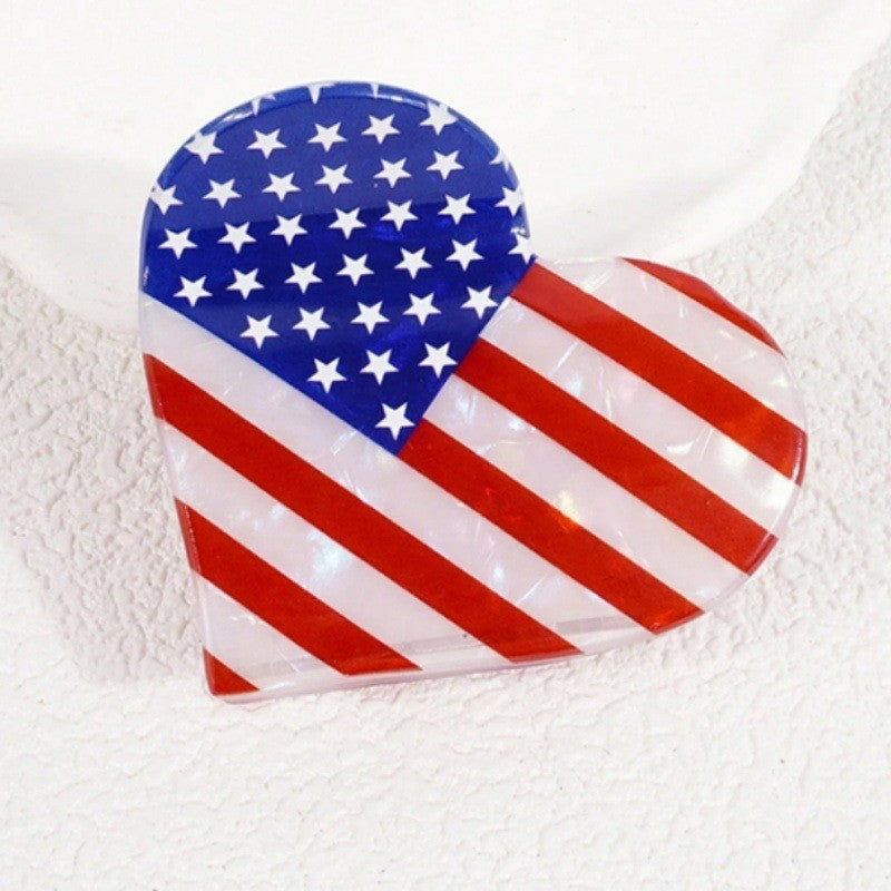 USA FLAG 4TH OF JULY STAR HEART HAIR CLAW CLIPS | 40H897