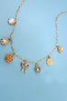 BOW HEART FLOWER CHARM LINK CHAIN NECKLACE | 80N91475