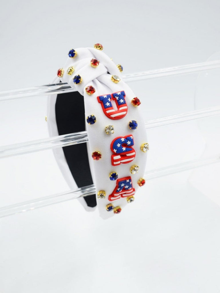 4TH OF JULY USA RHINESTONE STUD HEADBAND | 40HB164