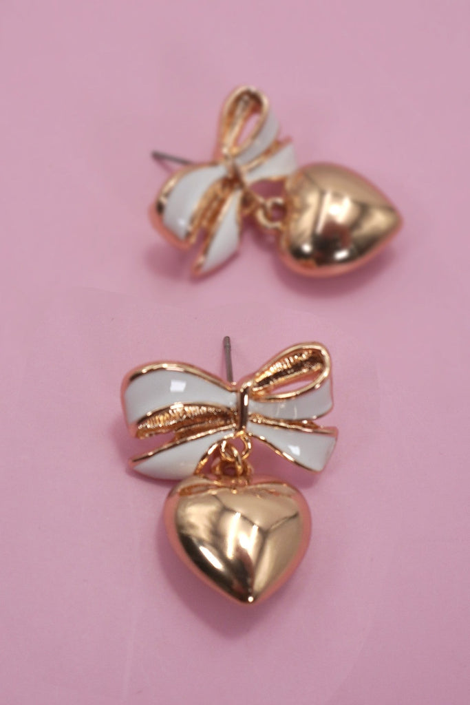 EPOXY BOW HEART DROP EARRINGS | 31E50382