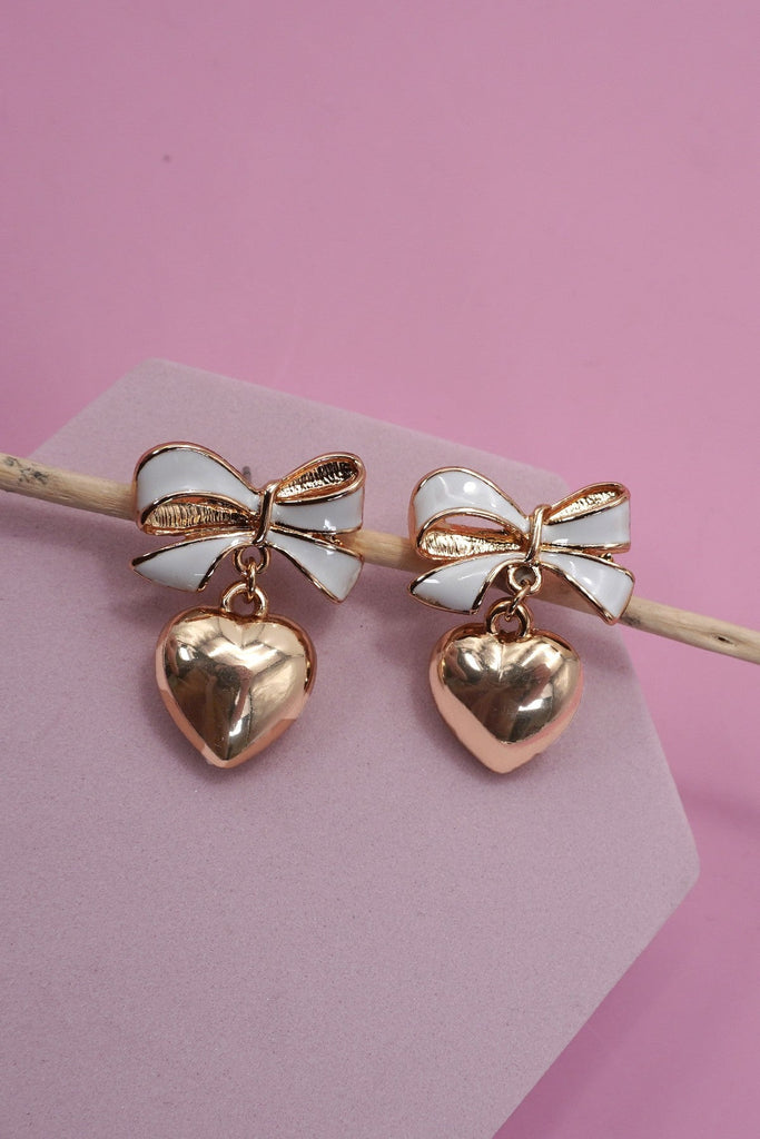 EPOXY BOW HEART DROP EARRINGS | 31E50382