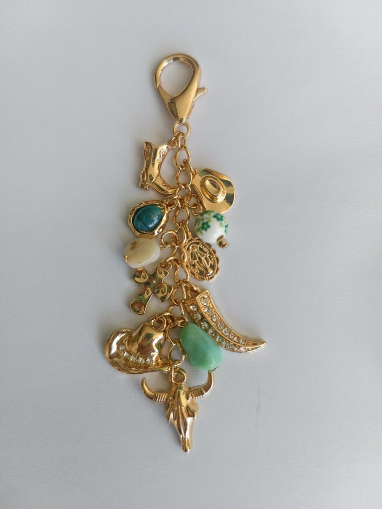 WESTERN PORCELAIN CROSS BOOT COWBOY HAT BAG CHARM | 80K010