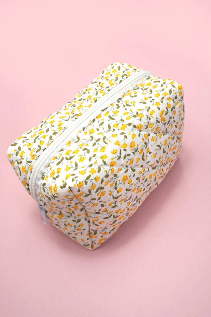DITSY QUILTED COTTON FLORAL COSMETIC POUCH BAG | 40P557
