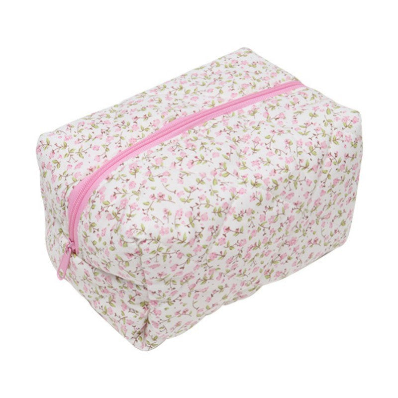 DITSY QUILTED COTTON FLORAL COSMETIC POUCH BAG | 40P557
