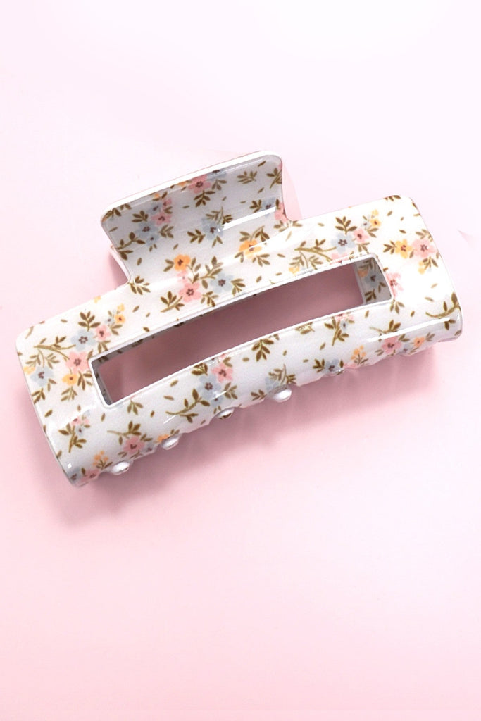 JUMBO DITSY ROSE RECTANGLE HAIR CLAW CLIPS | 40H898